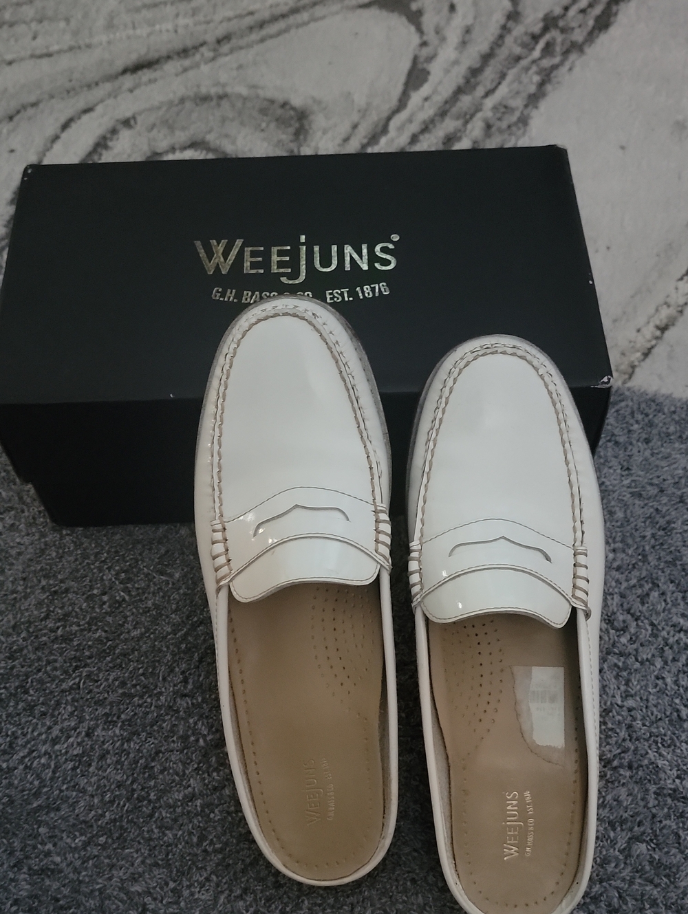 Weejuns White Patent Penny Loafers